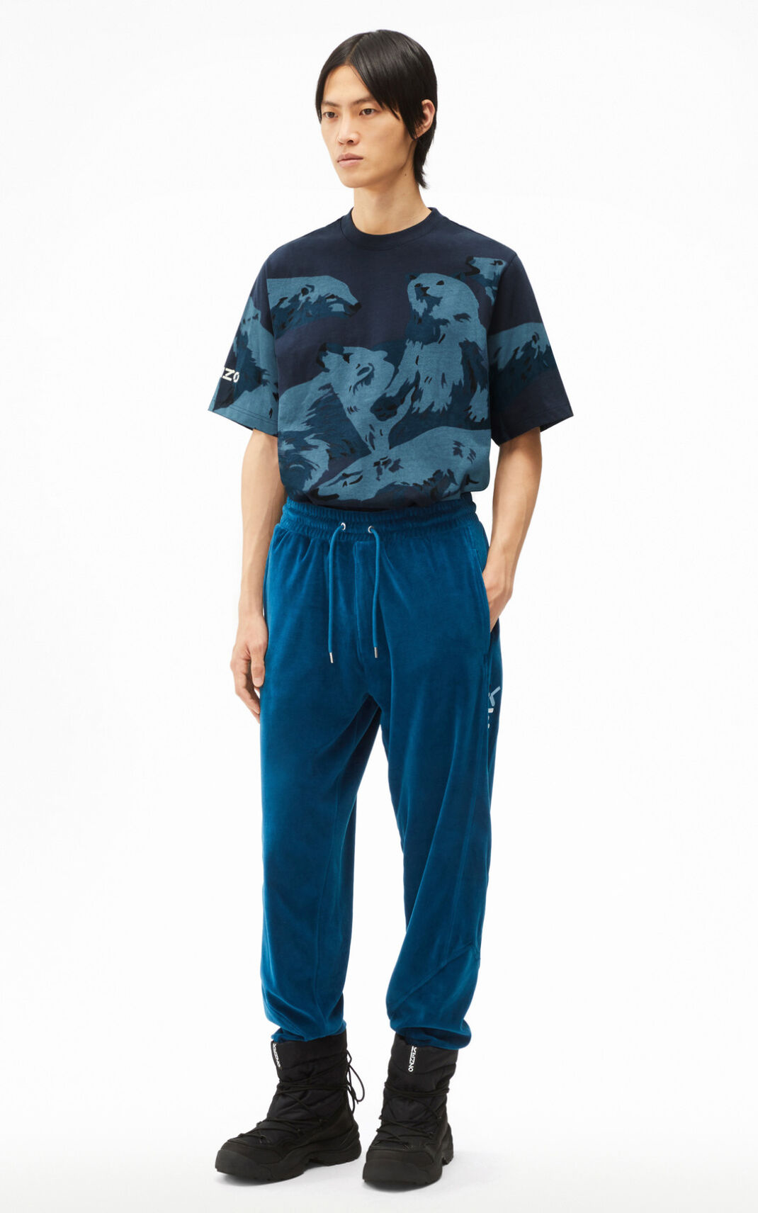 Kenzo The Χειμώνας Capsule oversized velvet παντελόνια φόρμασ ανδρικα μπλε | GR406747